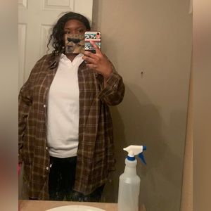 flannel! very cute for fall , just too big and long for me :) never worn